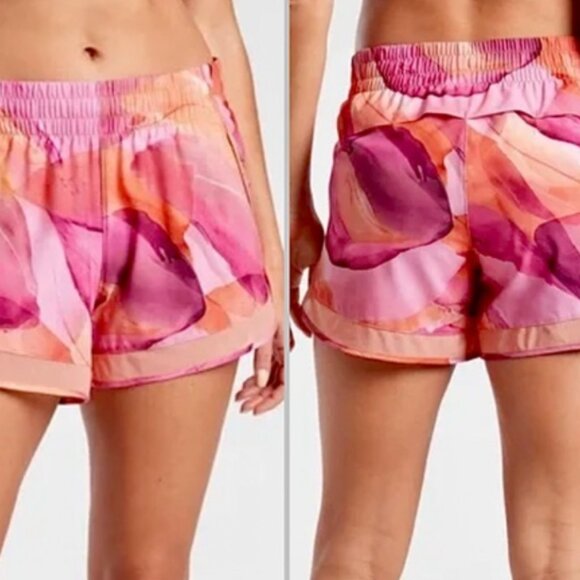 Athleta Printed Mesh Racer Run Shorts Size XS | 4" Inseam - Picture 1 of 9